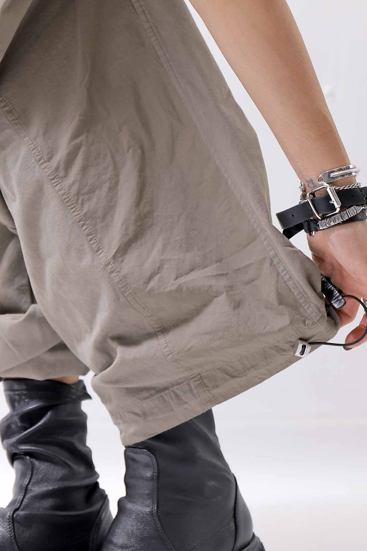 【Andrea Ya'aqov】 UNISEX 2WAY SHOULDER SALOPETTE PARACHUTE PANTS PAK71_OLIVE BEIGE