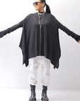 【NOSTRASANTISSIMA】 ASYMMETRY VISCOSE&SILK LIGHT SWEATER TOP M122_BLACK