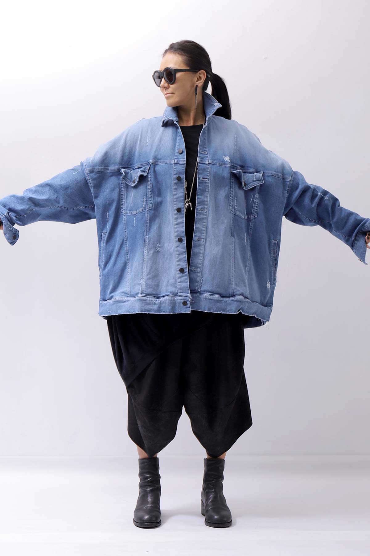 【bajra】 UNISEX OVERSIZED STRETCH DENIM JACKET 143QJ01_BLUE WASH