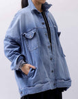 【bajra】 UNISEX OVERSIZED STRETCH DENIM JACKET 143QJ01_BLUE WASH