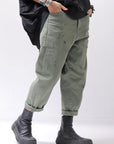 【NOSTRASANTISSIMA】UNISEX STRETCH COTTON LOW CROTCH DENIM PANTS P102_MATCHA LATTE
