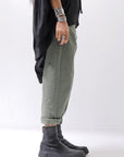 【NOSTRASANTISSIMA】UNISEX STRETCH COTTON LOW CROTCH DENIM PANTS P102_MATCHA LATTE
