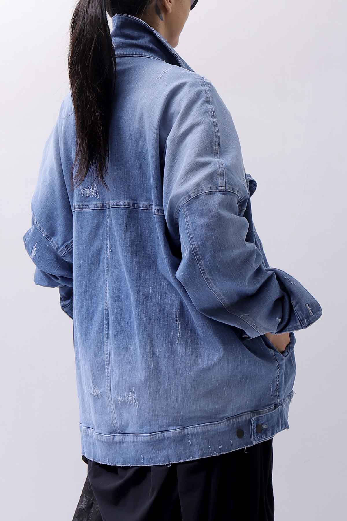 【bajra】 UNISEX OVERSIZED STRETCH DENIM JACKET 143QJ01_BLUE WASH