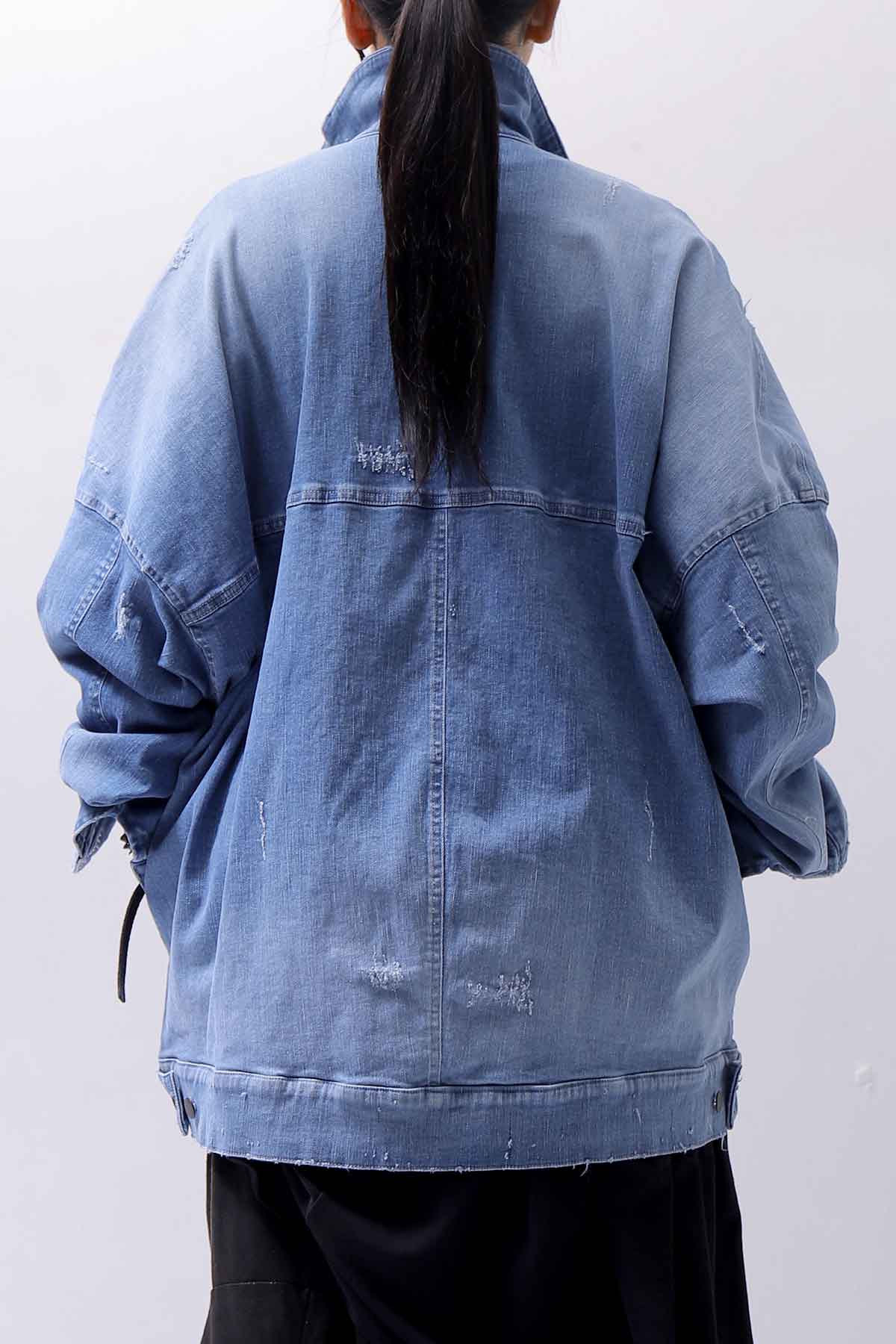 【bajra】 UNISEX OVERSIZED STRETCH DENIM JACKET 143QJ01_BLUE WASH