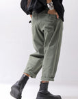 【NOSTRASANTISSIMA】UNISEX STRETCH COTTON LOW CROTCH DENIM PANTS P102_MATCHA LATTE