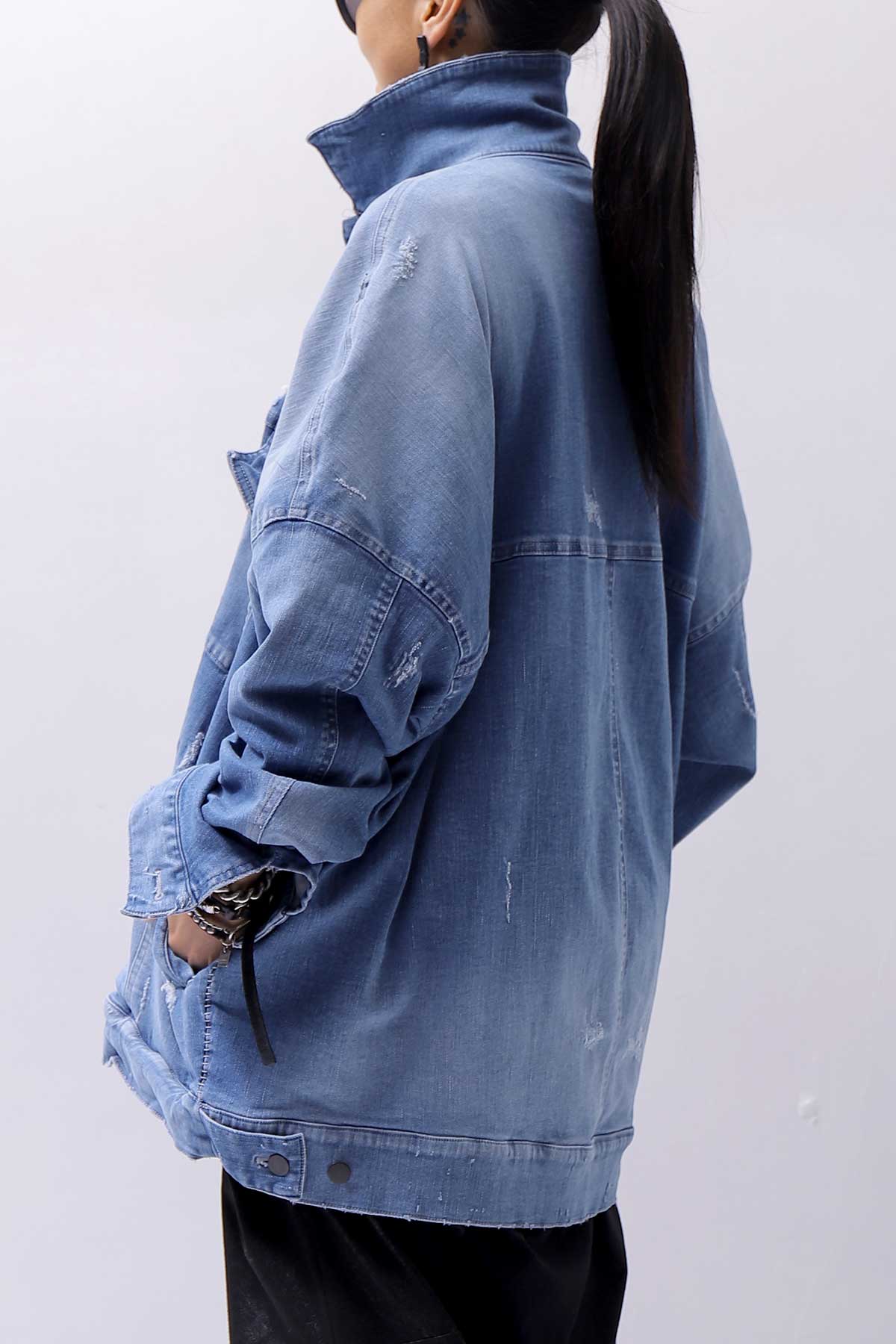 【bajra】 UNISEX OVERSIZED STRETCH DENIM JACKET 143QJ01_BLUE WASH