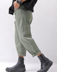 【NOSTRASANTISSIMA】UNISEX STRETCH COTTON LOW CROTCH DENIM PANTS P102_MATCHA LATTE
