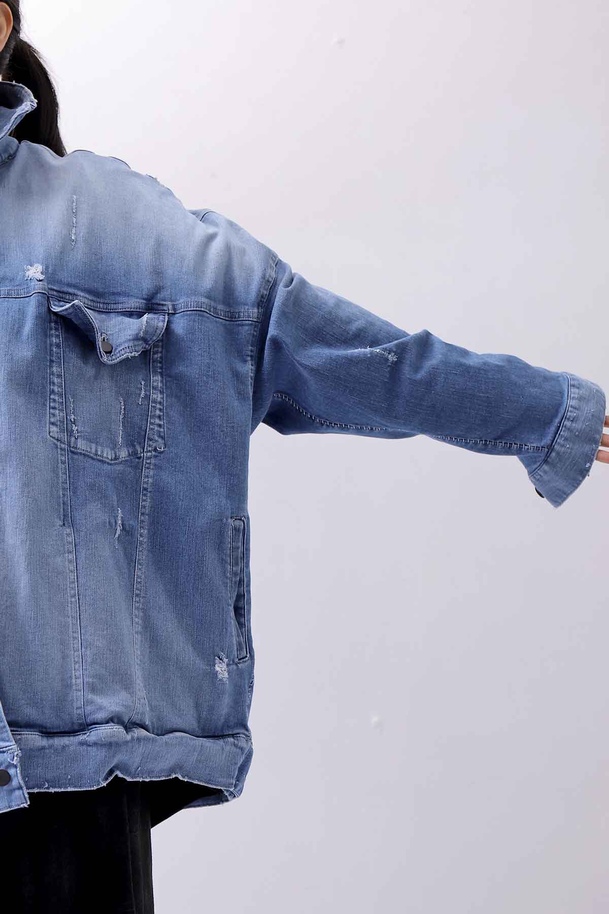 【bajra】 UNISEX OVERSIZED STRETCH DENIM JACKET 143QJ01_BLUE WASH