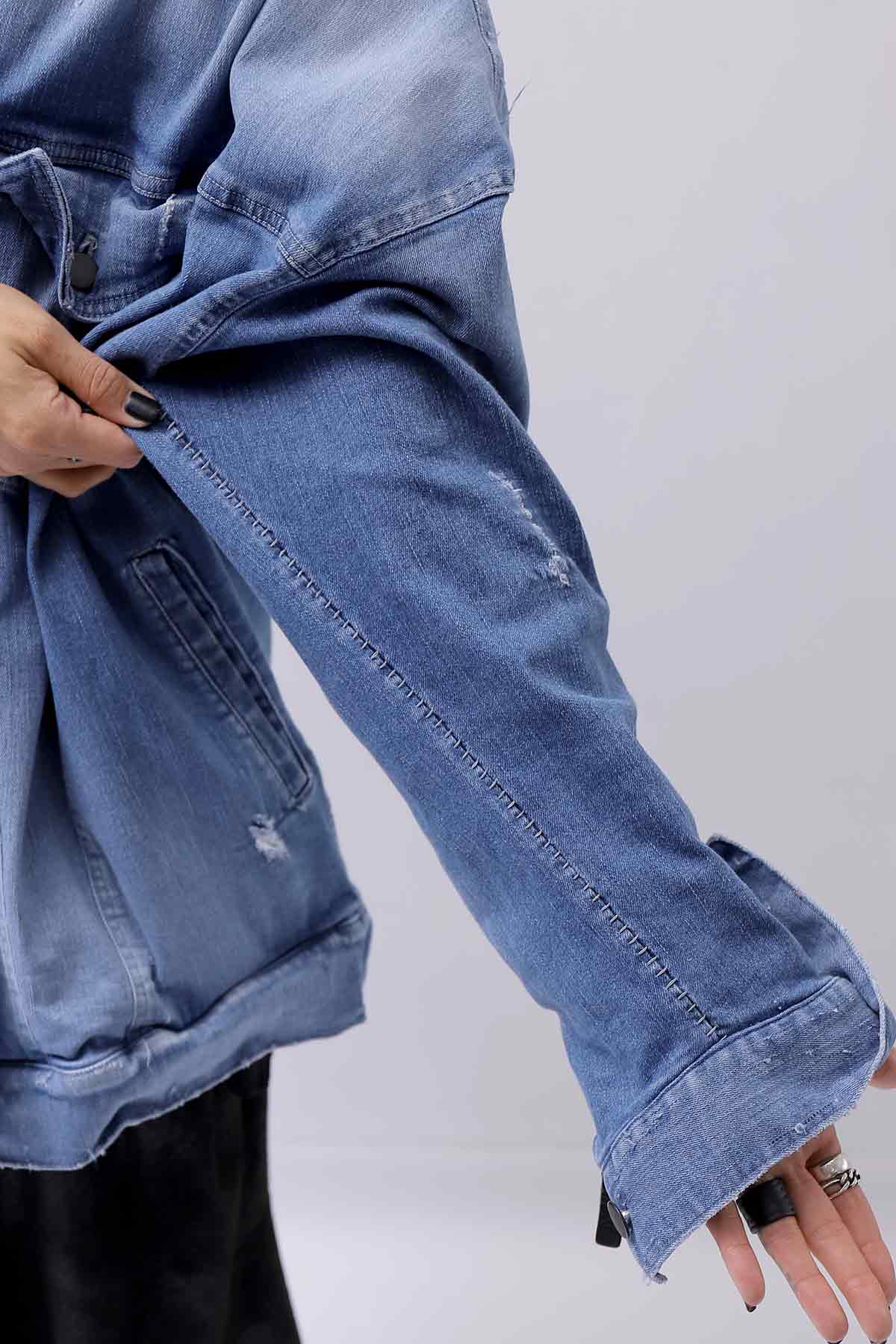 【bajra】 UNISEX OVERSIZED STRETCH DENIM JACKET 143QJ01_BLUE WASH
