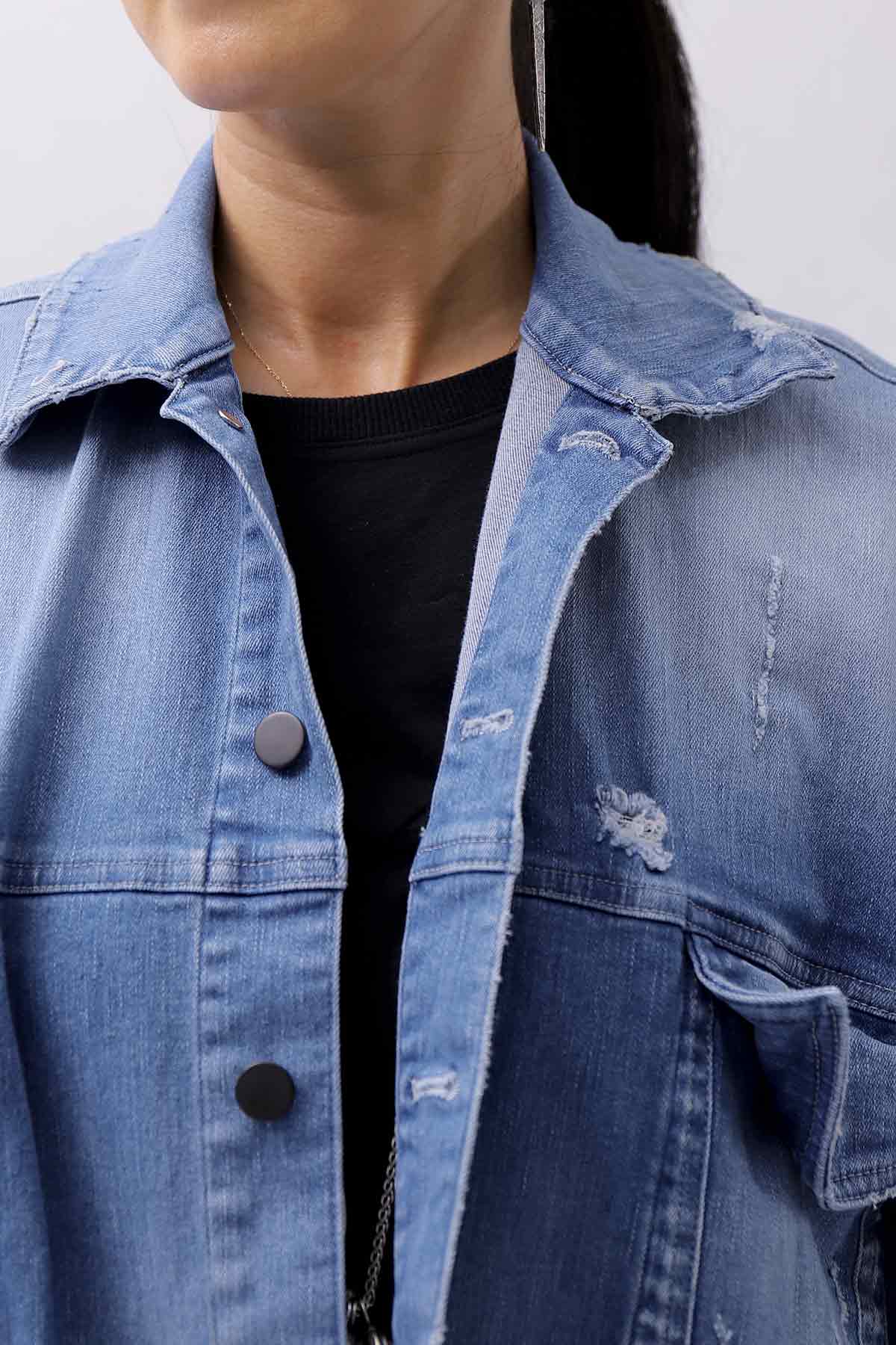 【bajra】 UNISEX OVERSIZED STRETCH DENIM JACKET 143QJ01_BLUE WASH