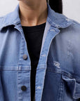 【bajra】 UNISEX OVERSIZED STRETCH DENIM JACKET 143QJ01_BLUE WASH