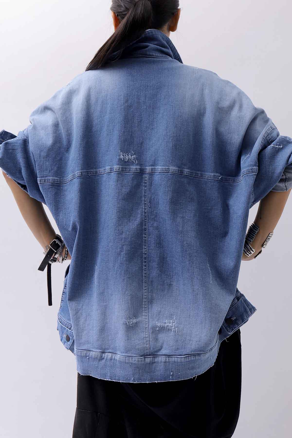 【bajra】 UNISEX OVERSIZED STRETCH DENIM JACKET 143QJ01_BLUE WASH