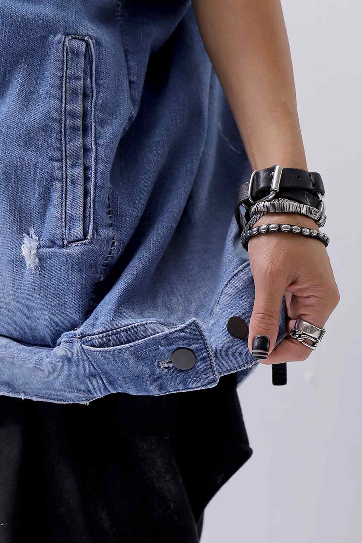 【bajra】 UNISEX OVERSIZED STRETCH DENIM JACKET 143QJ01_BLUE WASH