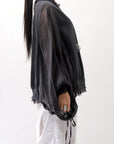 【sanctamuerte】 COTTON SWEAT & SILK CHIFFON SLEEVE TOP SM71_BLACK