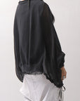 【sanctamuerte】 COTTON SWEAT & SILK CHIFFON SLEEVE TOP SM71_BLACK