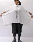 【NOSTRASANTISSIMA】 ASYMMETRY VISCOSE&SILK LIGHT SWEATER TOP M122_WHITE