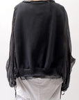 【sanctamuerte】 COTTON SWEAT & SILK CHIFFON SLEEVE TOP SM71_BLACK