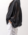【sanctamuerte】 COTTON SWEAT & SILK CHIFFON SLEEVE TOP SM71_BLACK