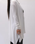 【NOSTRASANTISSIMA】 ASYMMETRY VISCOSE&SILK LIGHT SWEATER TOP M122_WHITE