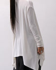 【NOSTRASANTISSIMA】 ASYMMETRY VISCOSE&SILK LIGHT SWEATER TOP M122_WHITE
