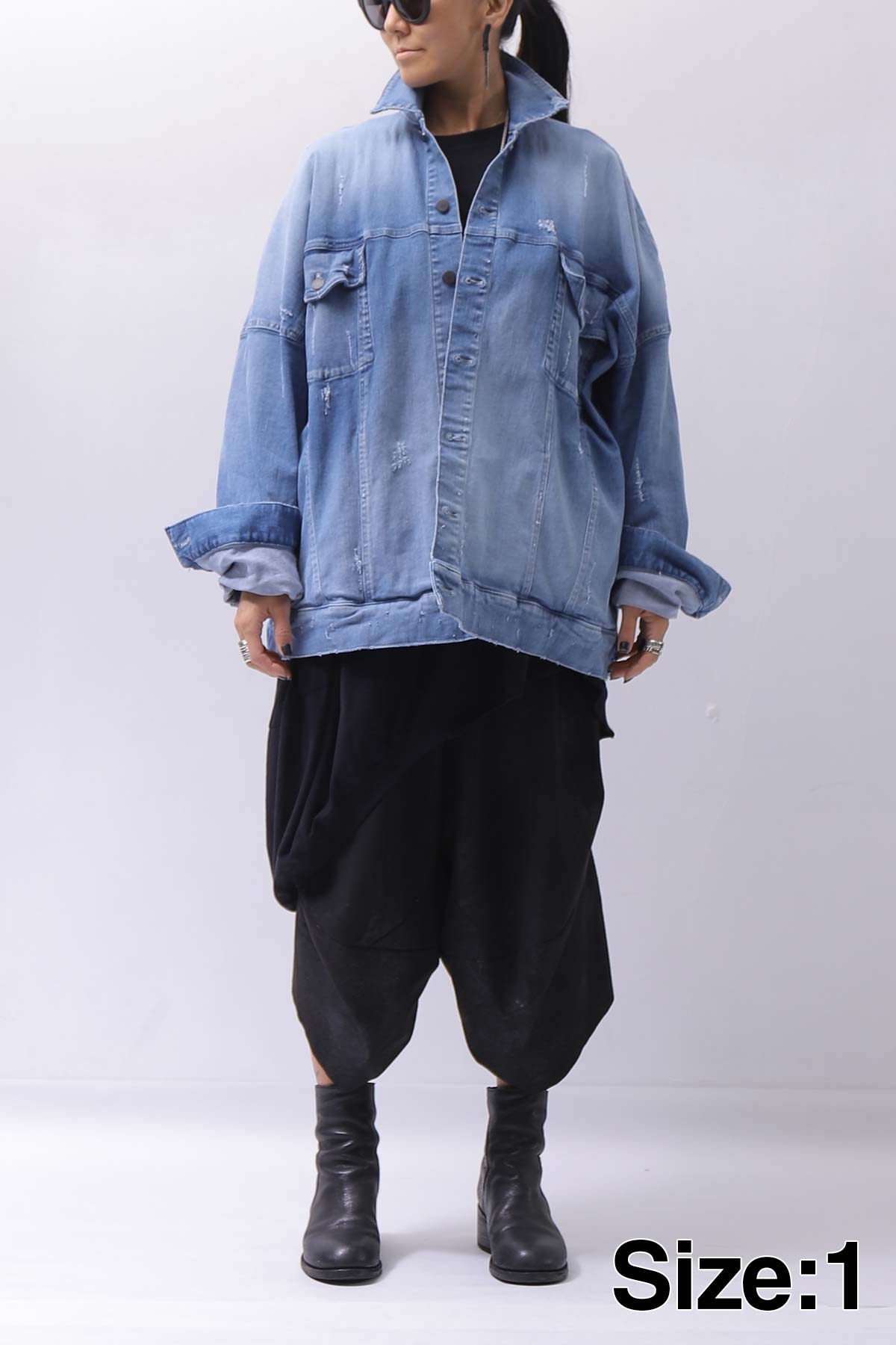【bajra】 UNISEX OVERSIZED STRETCH DENIM JACKET 143QJ01_BLUE WASH
