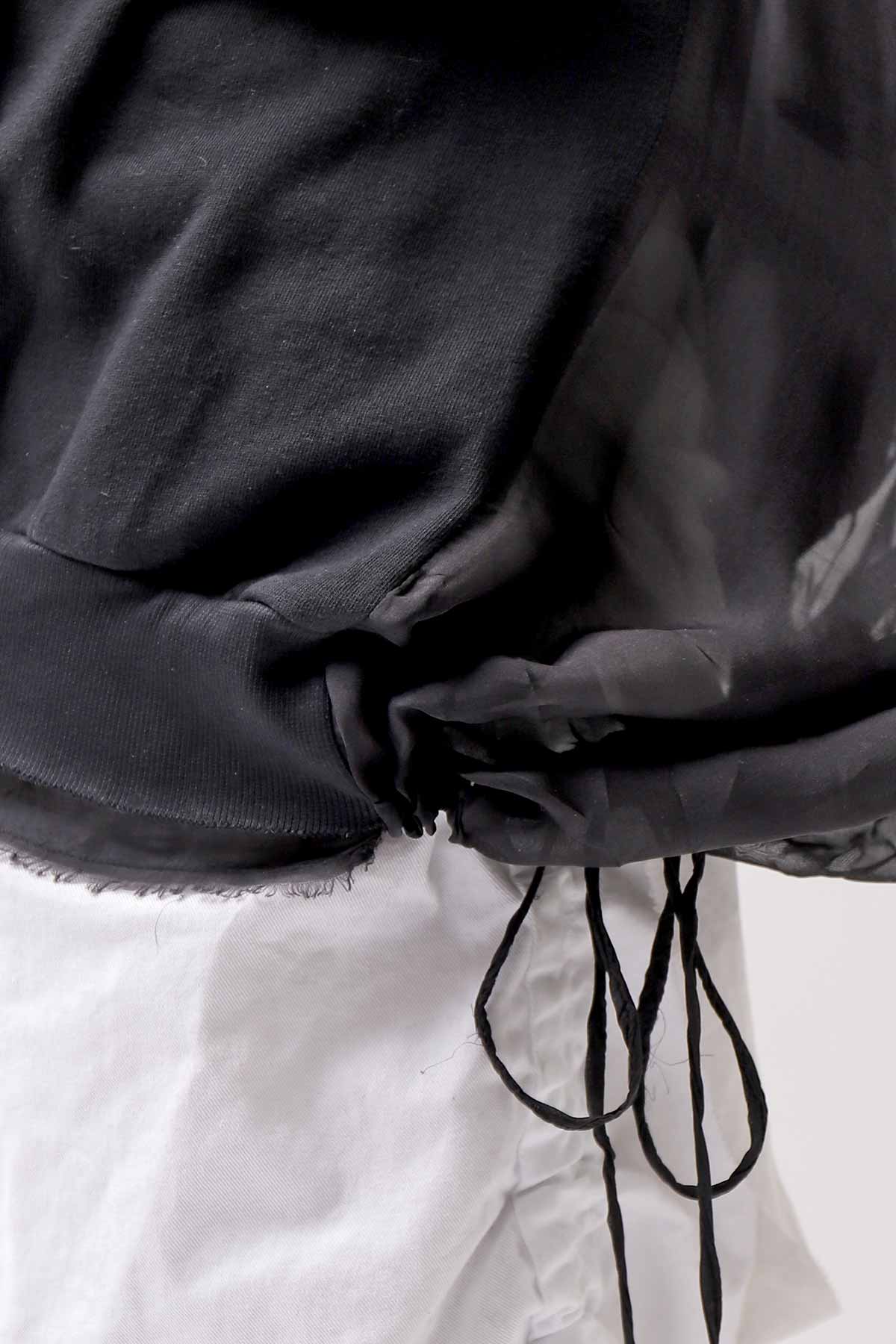 【sanctamuerte】 COTTON SWEAT & SILK CHIFFON SLEEVE TOP SM71_BLACK