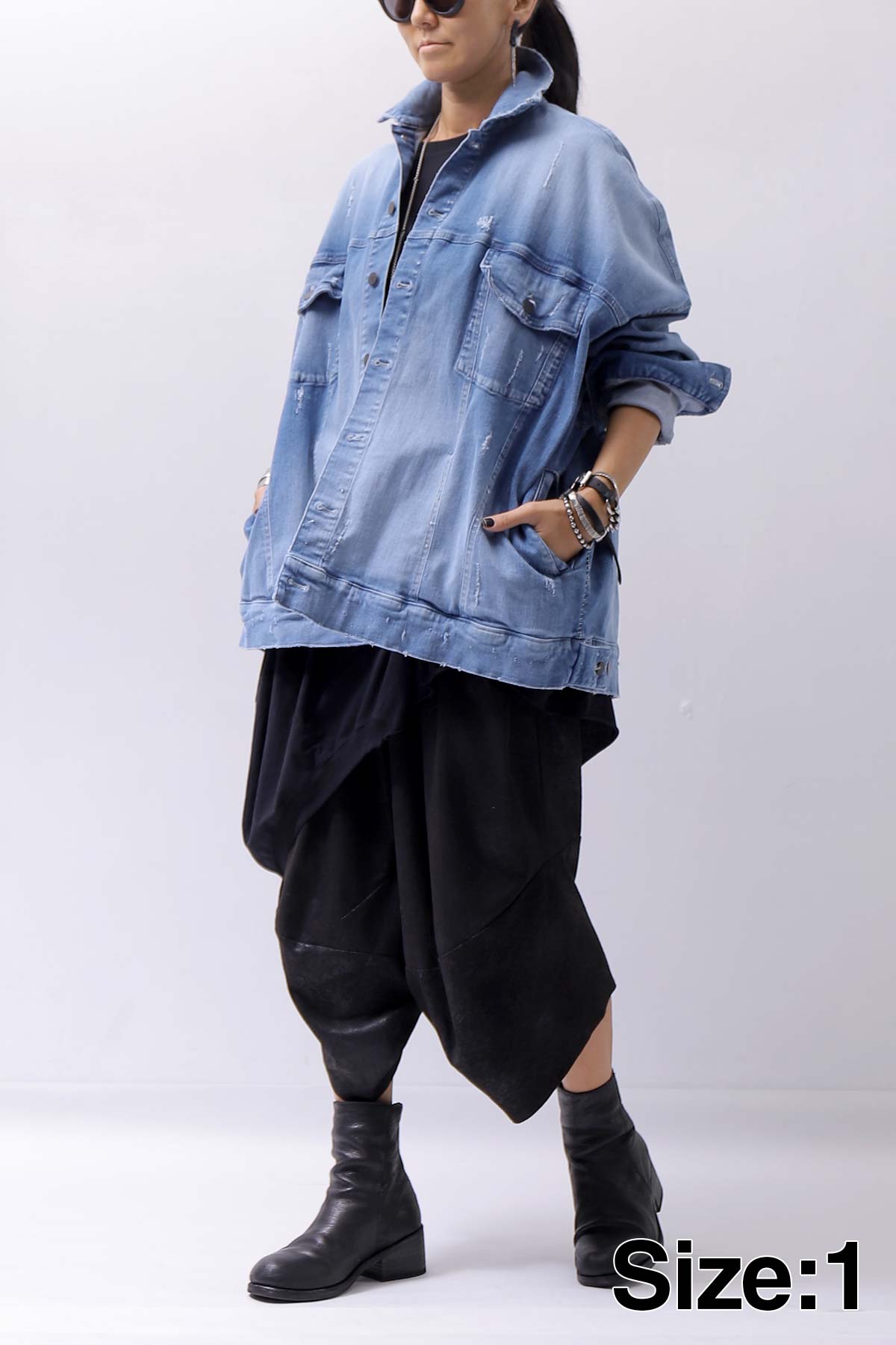 【bajra】 UNISEX OVERSIZED STRETCH DENIM JACKET 143QJ01_BLUE WASH