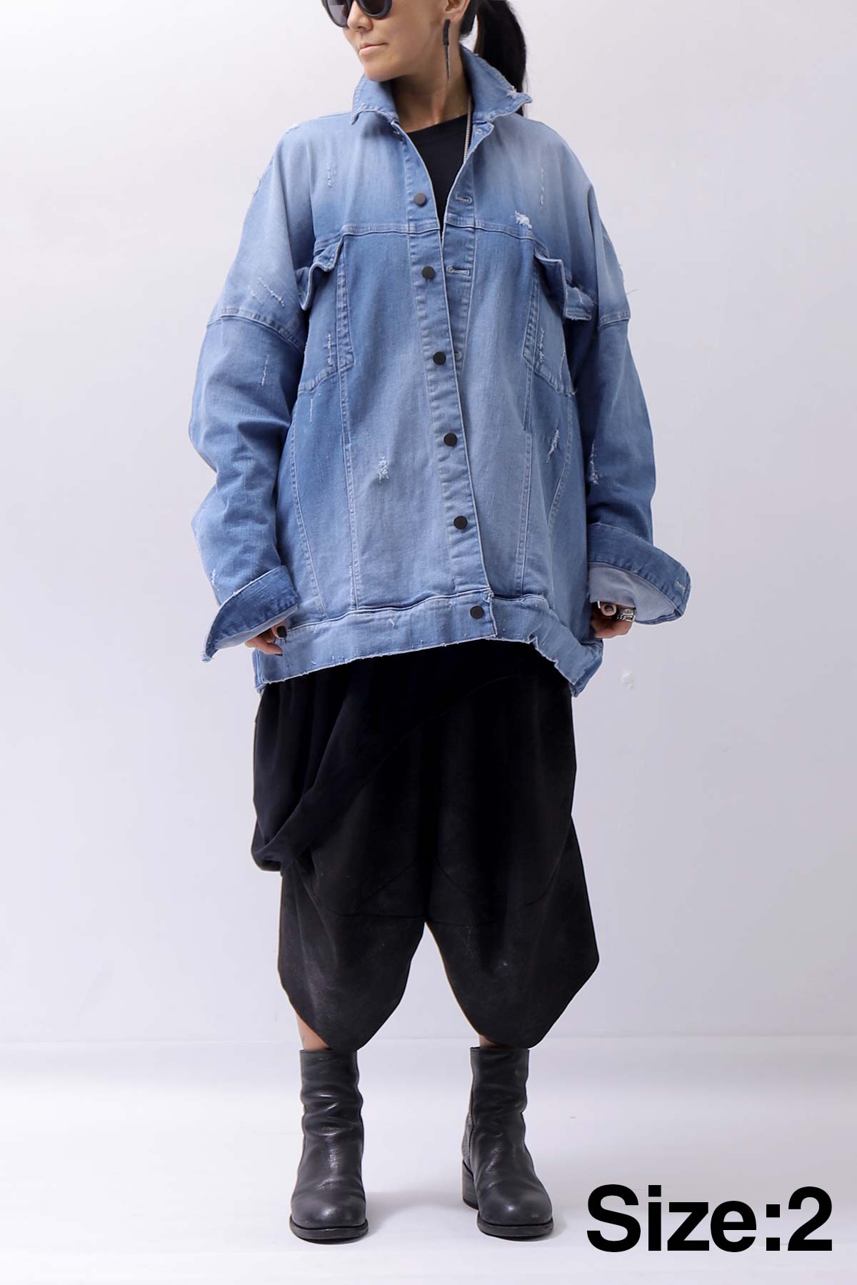 【bajra】 UNISEX OVERSIZED STRETCH DENIM JACKET 143QJ01_BLUE WASH