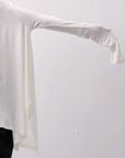 【NOSTRASANTISSIMA】 ASYMMETRY VISCOSE&SILK LIGHT SWEATER TOP M122_WHITE