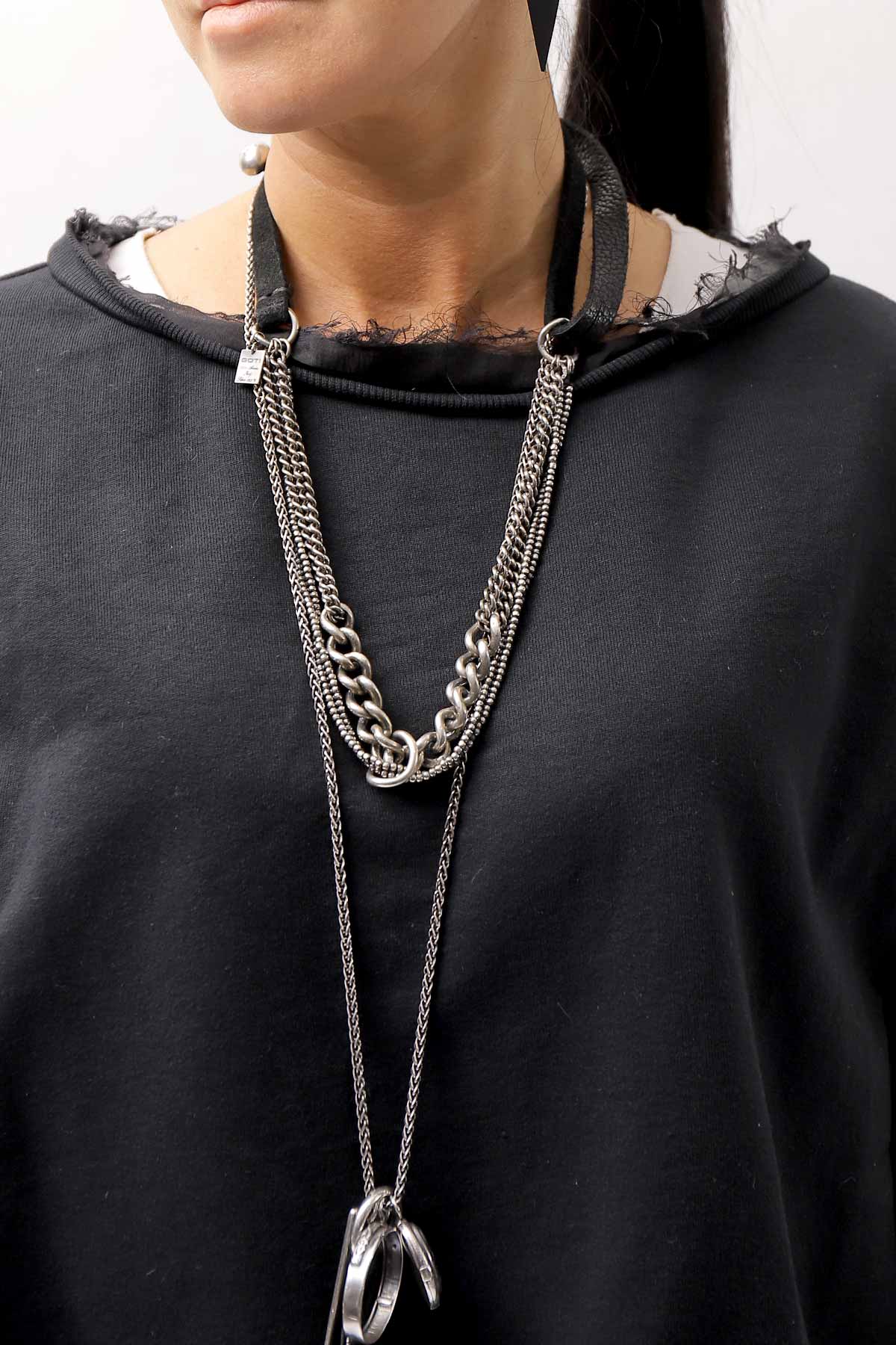 【sanctamuerte】 COTTON SWEAT & SILK CHIFFON SLEEVE TOP SM71_BLACK