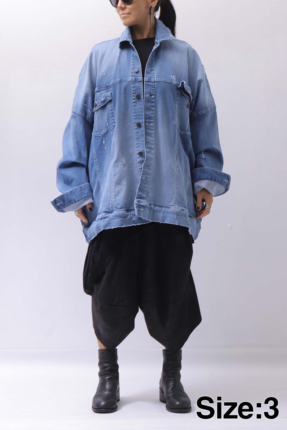 【bajra】 UNISEX OVERSIZED STRETCH DENIM JACKET 143QJ01_BLUE WASH