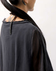 【sanctamuerte】 COTTON SWEAT & SILK CHIFFON SLEEVE TOP SM71_BLACK