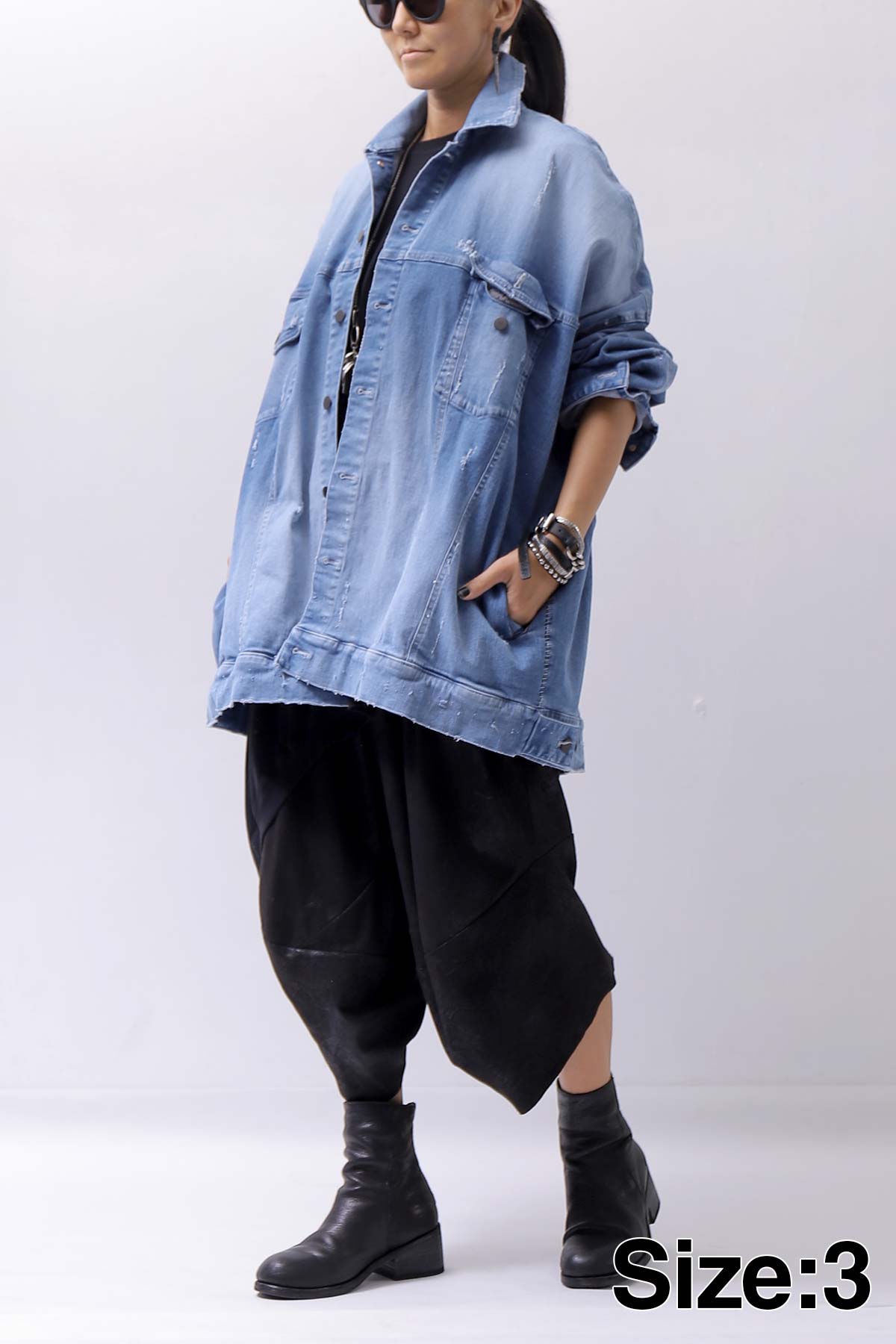 【bajra】 UNISEX OVERSIZED STRETCH DENIM JACKET 143QJ01_BLUE WASH