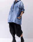 【bajra】 UNISEX OVERSIZED STRETCH DENIM JACKET 143QJ01_BLUE WASH