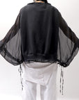 【sanctamuerte】 COTTON SWEAT & SILK CHIFFON SLEEVE TOP SM71_BLACK