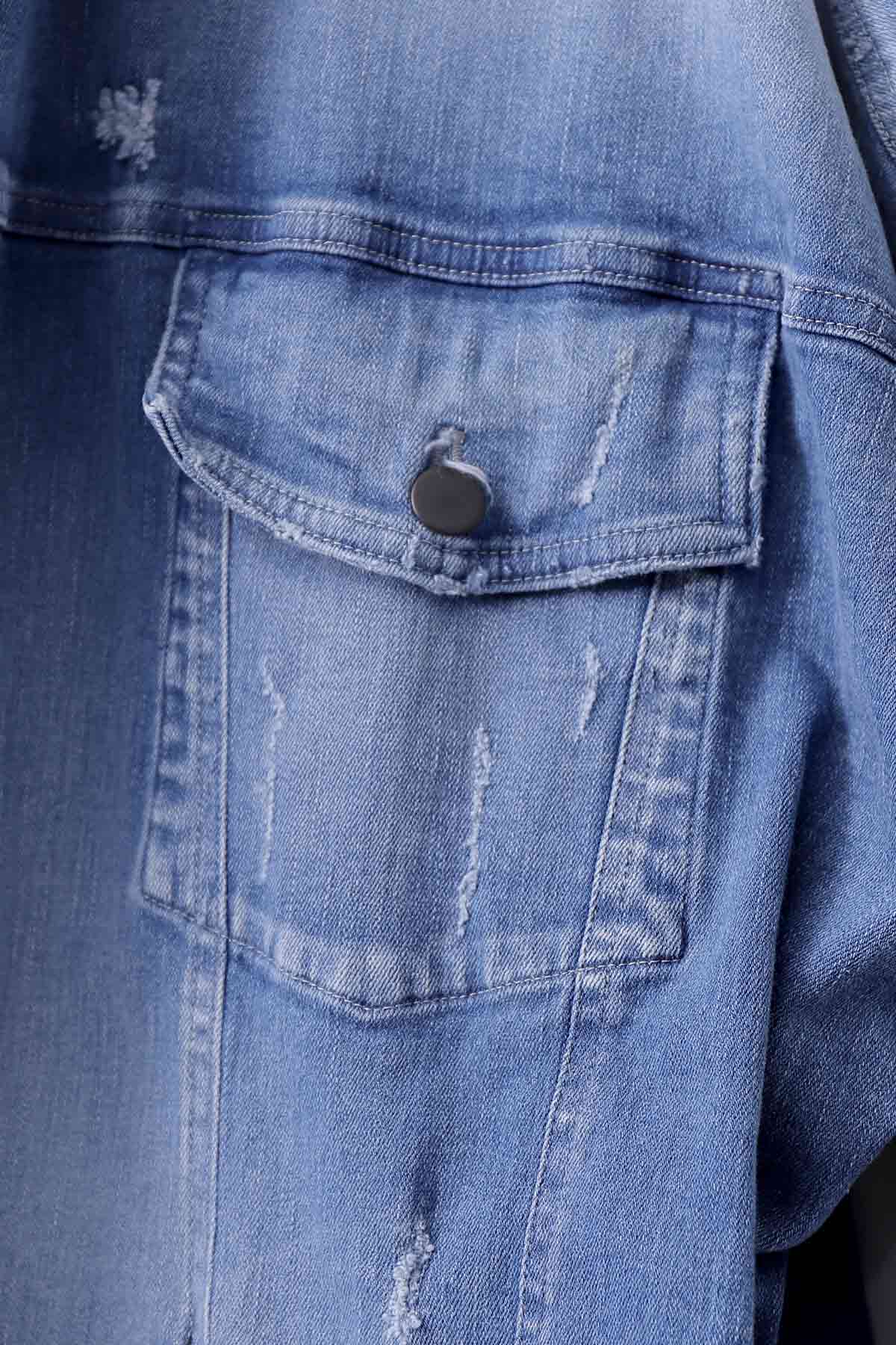 【bajra】 UNISEX OVERSIZED STRETCH DENIM JACKET 143QJ01_BLUE WASH