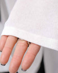 【NOSTRASANTISSIMA】 ASYMMETRY VISCOSE&SILK LIGHT SWEATER TOP M122_WHITE