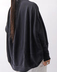 【bajra】 UNISEX BACK DRAPE& PRINTED LIGHT SWEAT TOP 159QK04_BLACK PRINTED