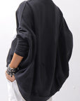 【bajra】 UNISEX BACK DRAPE& PRINTED LIGHT SWEAT TOP 159QK04_BLACK PRINTED