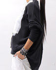 【bajra】 UNISEX BACK DRAPE& PRINTED LIGHT SWEAT TOP 159QK04_BLACK PRINTED