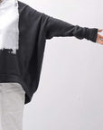 【bajra】 UNISEX BACK DRAPE& PRINTED LIGHT SWEAT TOP 159QK04_BLACK PRINTED