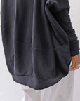 【bajra】 UNISEX BACK DRAPE& PRINTED LIGHT SWEAT TOP 159QK04_BLACK PRINTED