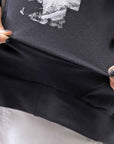【bajra】 UNISEX BACK DRAPE& PRINTED LIGHT SWEAT TOP 159QK04_BLACK PRINTED