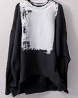 【bajra】 UNISEX BACK DRAPE& PRINTED LIGHT SWEAT TOP 159QK04_BLACK PRINTED