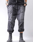 【bajra】 UNISEX SARROUEL SUPER STRETCH COTTON DENIM PANTS 159QP03_USED BLACK WASH