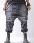 【bajra】 UNISEX SARROUEL SUPER STRETCH COTTON DENIM PANTS 159QP03_USED BLACK WASH