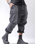 【bajra】 UNISEX SARROUEL SUPER STRETCH COTTON DENIM PANTS 159QP03_USED BLACK WASH