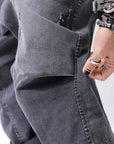 【bajra】 UNISEX SARROUEL SUPER STRETCH COTTON DENIM PANTS 159QP03_USED BLACK WASH