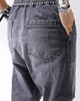 【bajra】 UNISEX SARROUEL SUPER STRETCH COTTON DENIM PANTS 159QP03_USED BLACK WASH