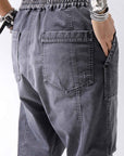 【bajra】 UNISEX SARROUEL SUPER STRETCH COTTON DENIM PANTS 159QP03_USED BLACK WASH